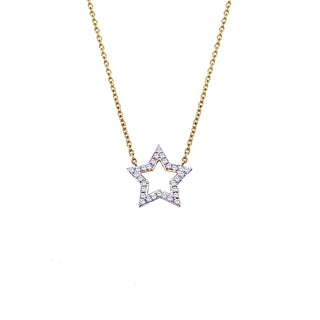 18ct Yellow Gold Diamond Open Star Necklace