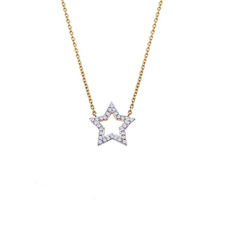 18ct Yellow Gold Diamond Open Star Necklace