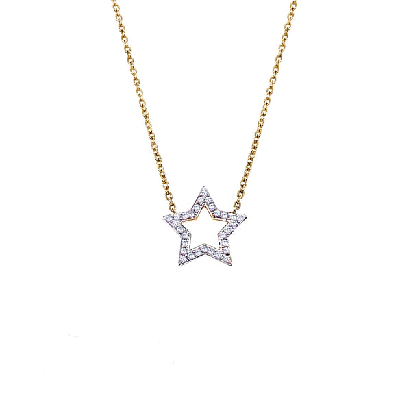 18ct Yellow Gold Diamond Open Star Necklace
