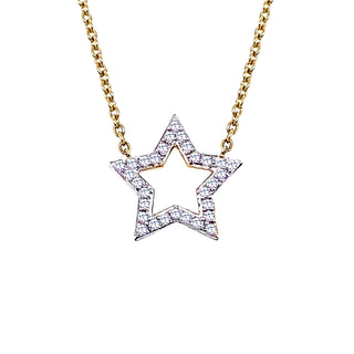 18ct Yellow Gold Diamond Open Star Necklace