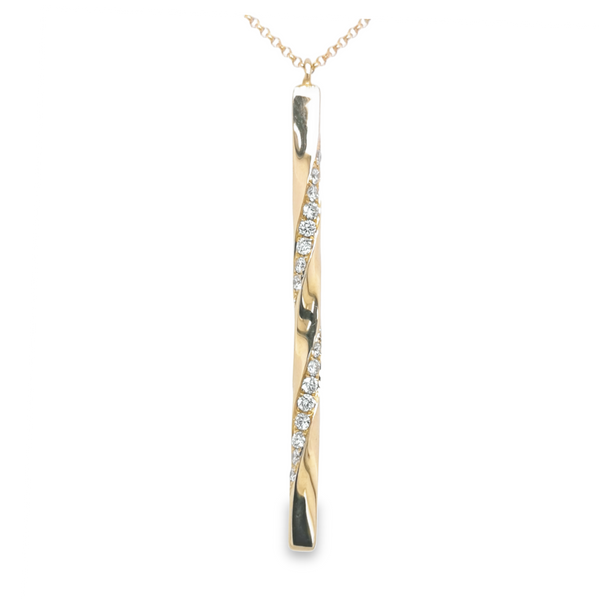 9ct Yellow Gold 0.27ct Diamond Set Bar Pendant