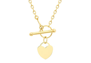 9ct Yellow Gold Mini Heart T-bar Necklace