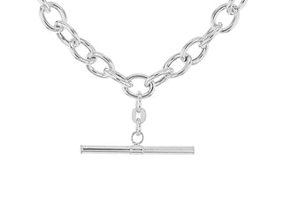 Sterling Silver Oval Belcher Albert Clasp Chain 18"