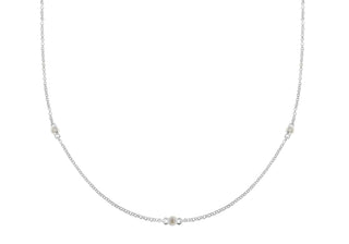 Sterling Silver CZ Station Necklace 18"