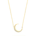 9ct Yellow Gold CZ Cresent Moon Necklet