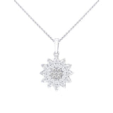 18K White Gold Diamond Daisy Pendant