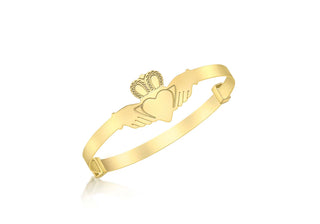 9K Yellow Gold Babies Claddagh Style Bangle
