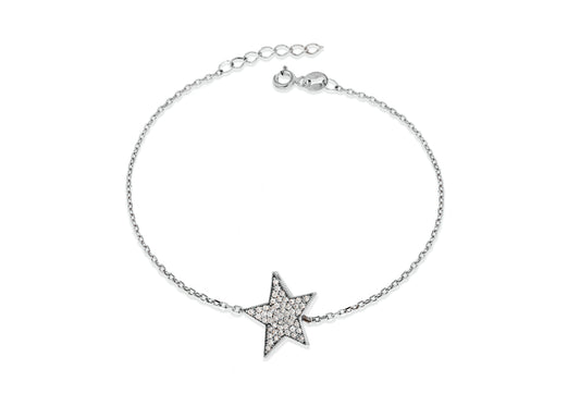 Sterling SIlver Rhodium Plated Star Bracelet