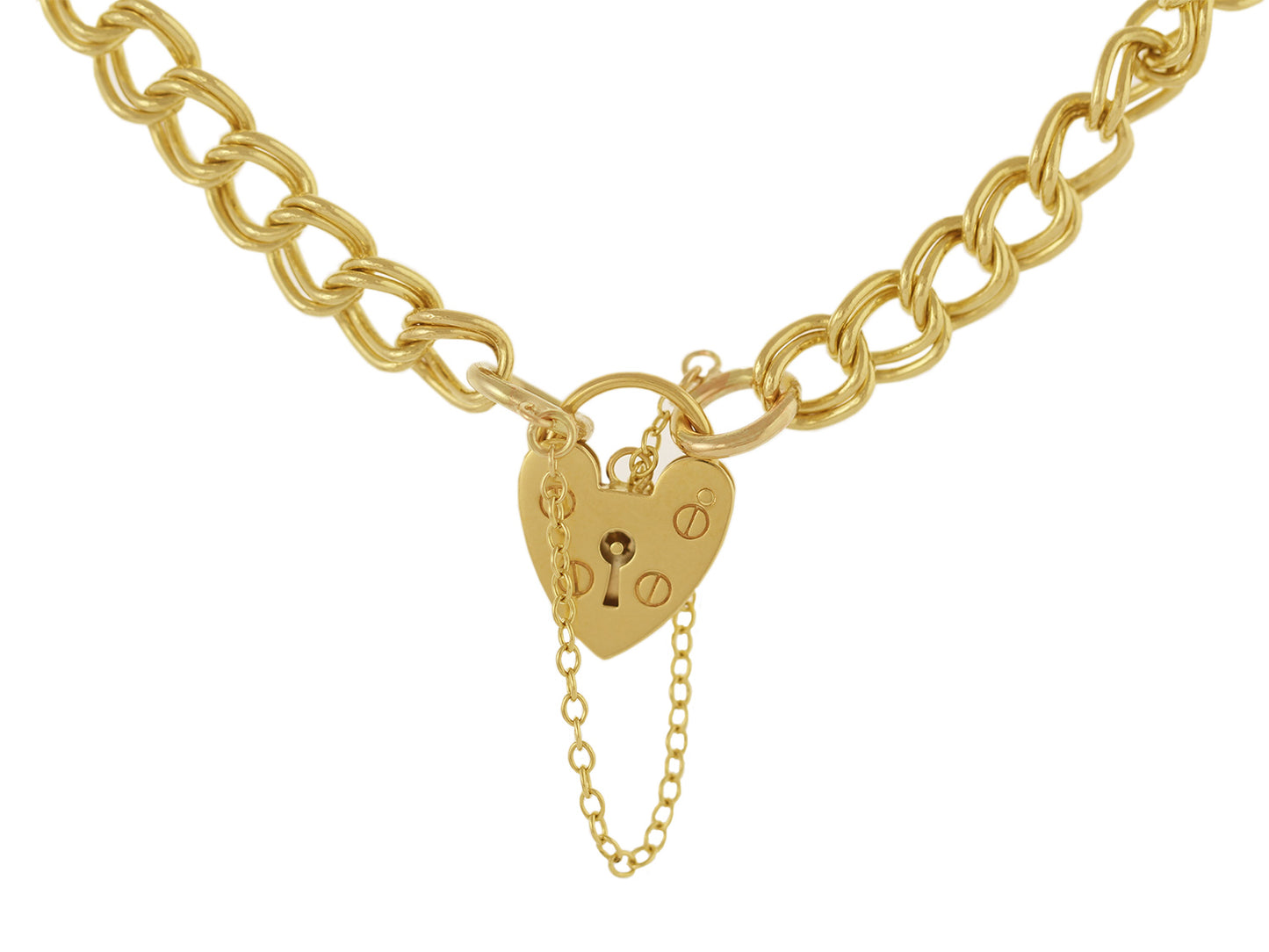 9K Yellow Gold Handmade Bracelet With Heart Padlock
