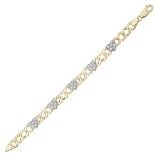 9K Yellow Gold Cubic Zirconia Heart Bracelet