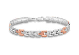 9ct 2-Coloured Gold Brick Link Bracelet