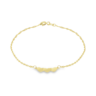 9K Yellow Gold Twist Heart Bracelet