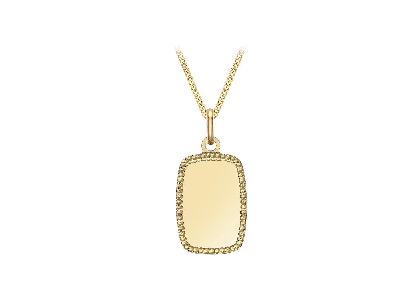 9ct Yellow Gold Dotted Edge Tag Pendant