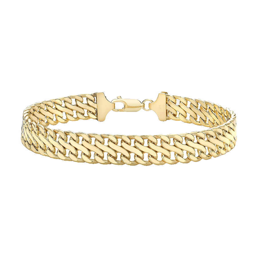 9ct Yellow Gold Double Curb Bracelet 7.5"