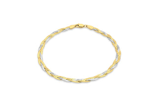 9ct 2-Coloured Gold Herringbone Bracelet