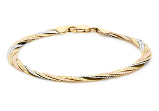 9ct 3-Coloured Gold DC Herringbone Bracelet