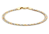 9K 3 Colour Woven Herringbone Bracelet 7"