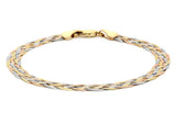 9ct 3-Coloured Gold 6-Plait Textured Herringbone Bracelet