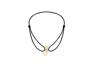 9K Yellow Gold Cubic Zirconia 'J' Initial Cord Bracelet