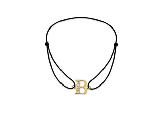 9K Yellow Gold Cubic Zirconia 'B' Initial Cord Bracelet