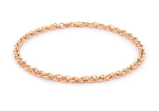 9ct Rose Gold Diamond Cut Prince of Wales Bracelet