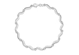 Sterling Silver Wave Diamond Set Bracelet