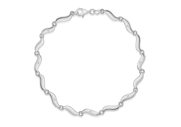 Sterling Silver Wave Diamond Set Bracelet