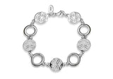 Sterling Silver Daisy and Circle link bracelet