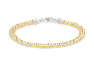 Sterling Silver Yellow Beaded Bracelet with Cubic Zirconia's
