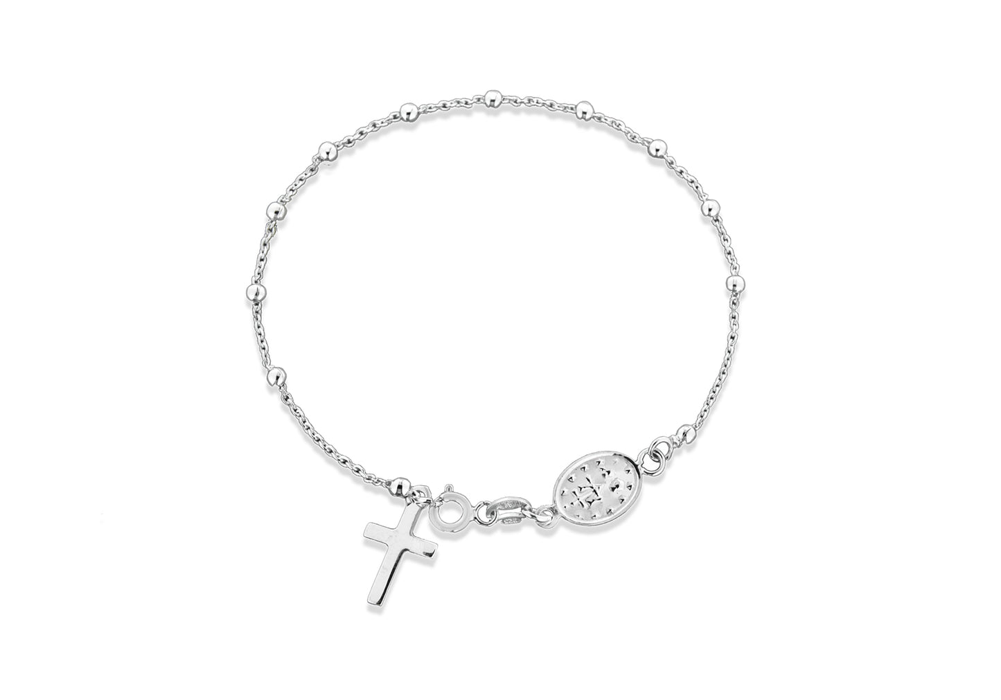 Sterling Silver Beaded Rosary Bracelet