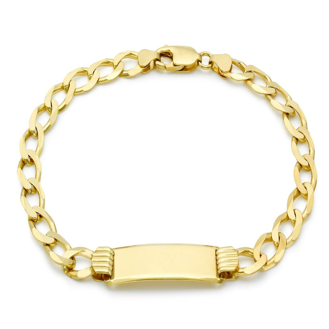 9ct Yellow Gold 8" Flat Open Curb ID Men's Bracelet