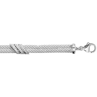 Sterling Silver Cubic Zirconia Mesh Bracelet 7.5"