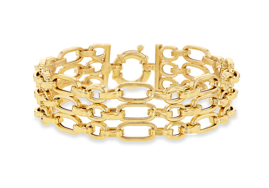 9ct Yellow Gold 3 Strand Figaro Bracelet