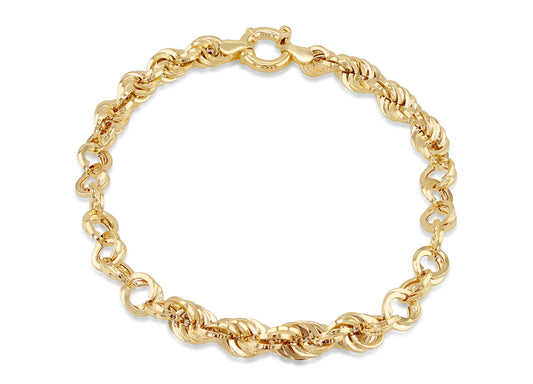 9ct Yellow Gold Fancy Rope Bracelet