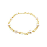 9ct Yellow Gold Pearl Figure of 8 Bracelet