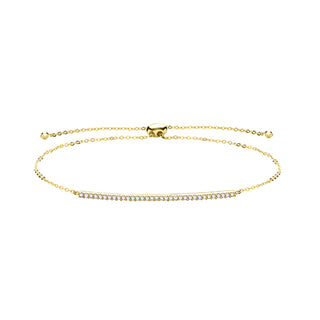 9ct Yellow Gold CZ Bar Pull Style Bracelet