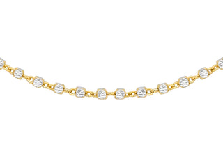 9ct 2-Coloured Gold Diamond Cut Cube Chain 18"