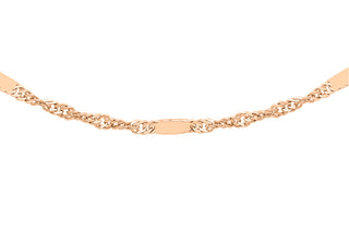 9K Rose Gold 1.2mm Twist Bar & Curb Chain 18"