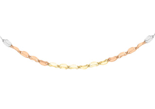 9ct Three Colour Twist Fancy Chain 16"