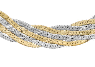 9ct 2-Coloured Gold 6 Plait Herringbone Chain 16"