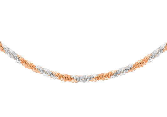 9K White and Rose Gold 1.4mm Twist Chain 16"