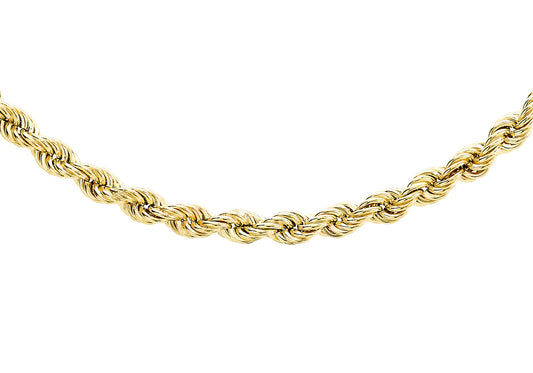 9K Yellow Gold 30" Semi-Solid Rope Chain
