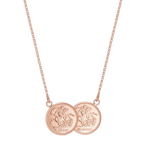 Sterling Silver Rose Gold Plated Sovereign Coin Necklace