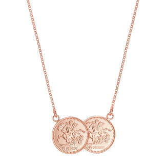 Sterling Silver Rose Gold Plated Sovereign Coin Necklace