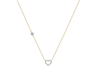 9K 2-Coloured Gold Open Heart CZ Necklace 18"