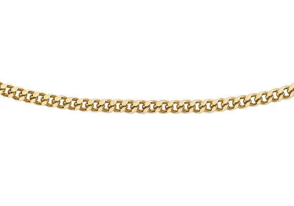 9K Yellow Gold 0.6mm Diamond Cut Curb Chain 18"