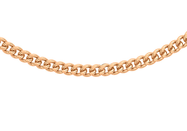 9K Rose Gold 2.1mm Diamond Cut Curb Chain 18"