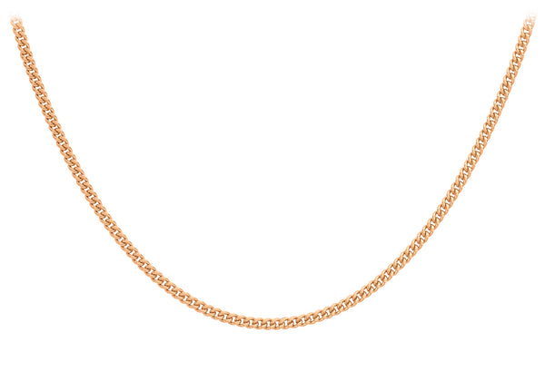 9K Rose Gold 2.1mm Diamond Cut Curb Chain 18"
