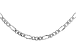 9ct White Gold Diamond Cut Figaro Chain 20"