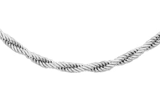 9K White Gold Diamond Cut Twist Rope Chain 18"